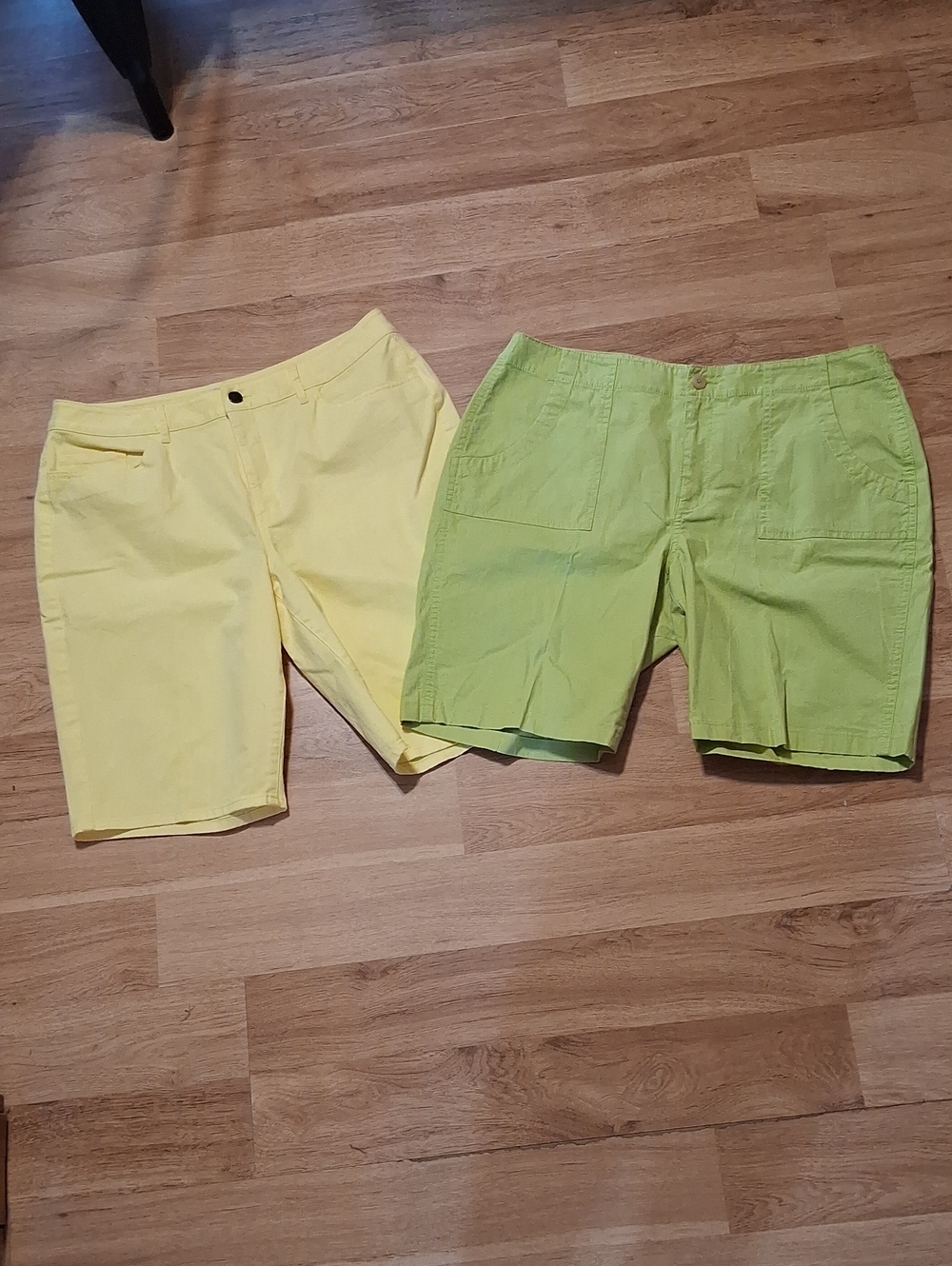 Coldwater Creek Bright Yellow and Lime Green Bermuda Shorts Duo